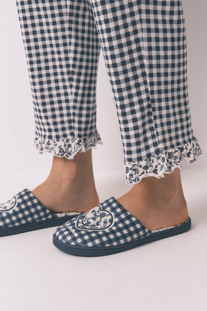 Women Secret_Navy_Long 100% Gingham Classic Pyjamas_3132151_10_05