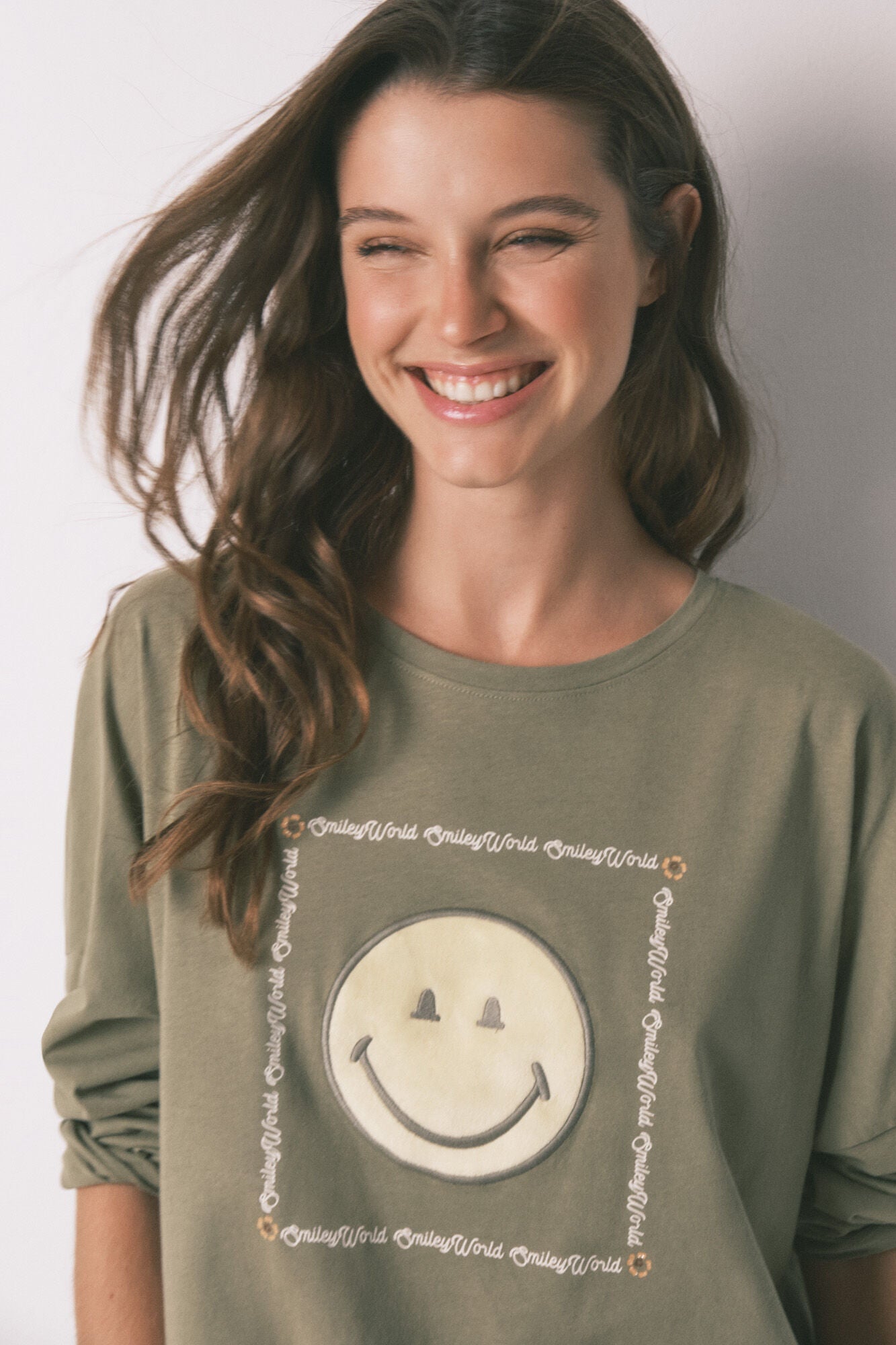 Women Secret_Dark Khaki_100% Cotton Smiley Khaki Long Pyjamas_3132152_91_02