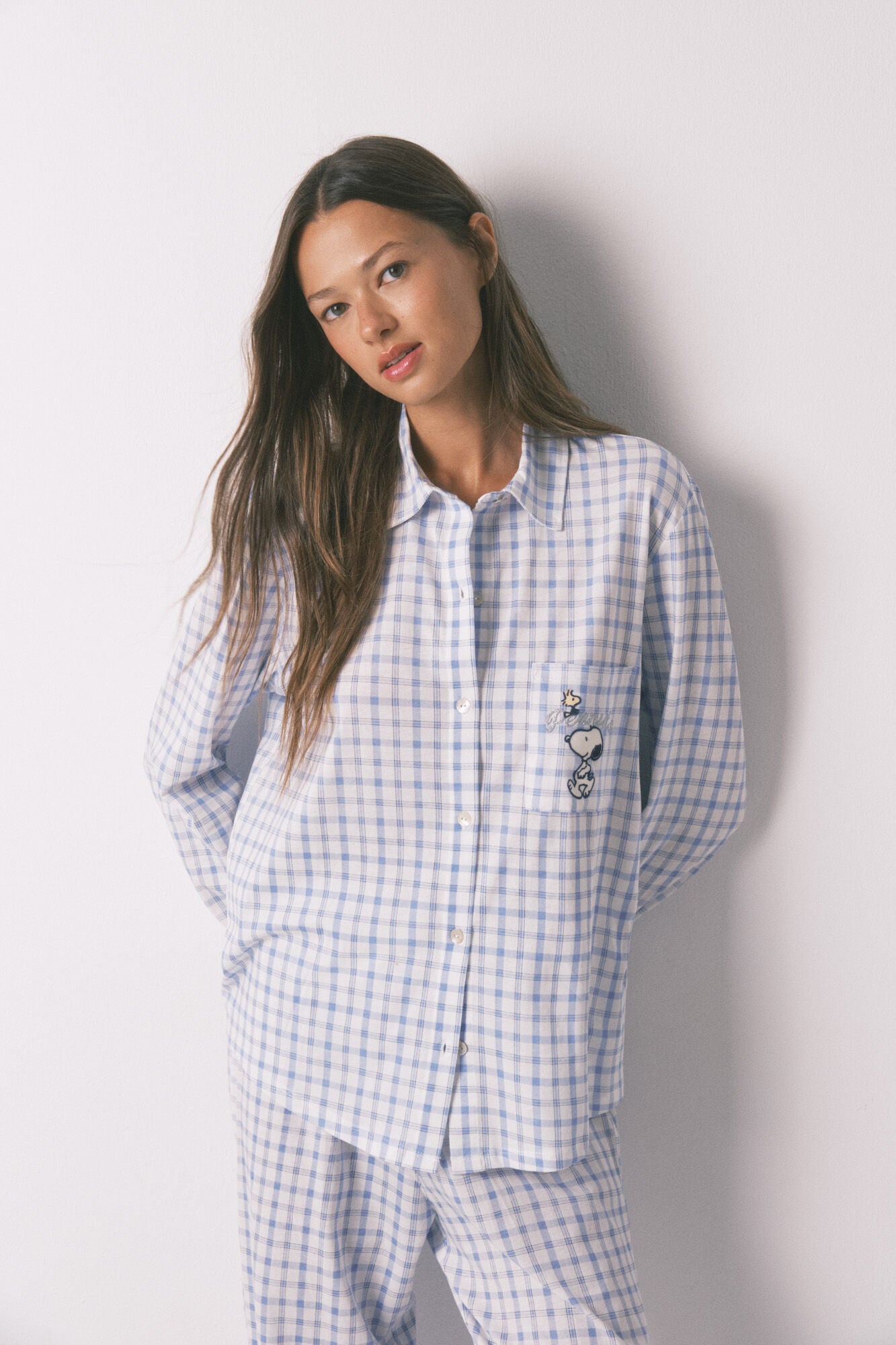 Women Secret_Blue Print_Blue Snoopy Cotton Classic Pyjamas_3132156_19_01