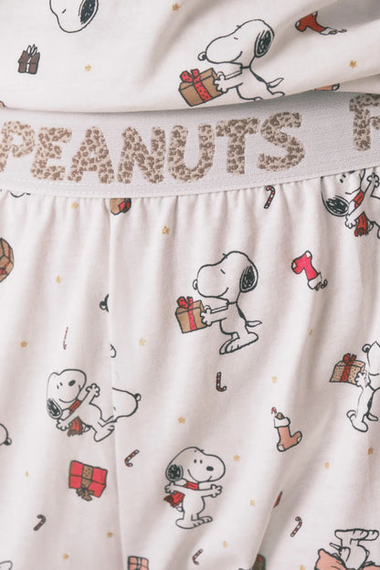 Women Secret_Ivory_Long 100% Cotton White Pajamas Snoopy_3132212_96_04