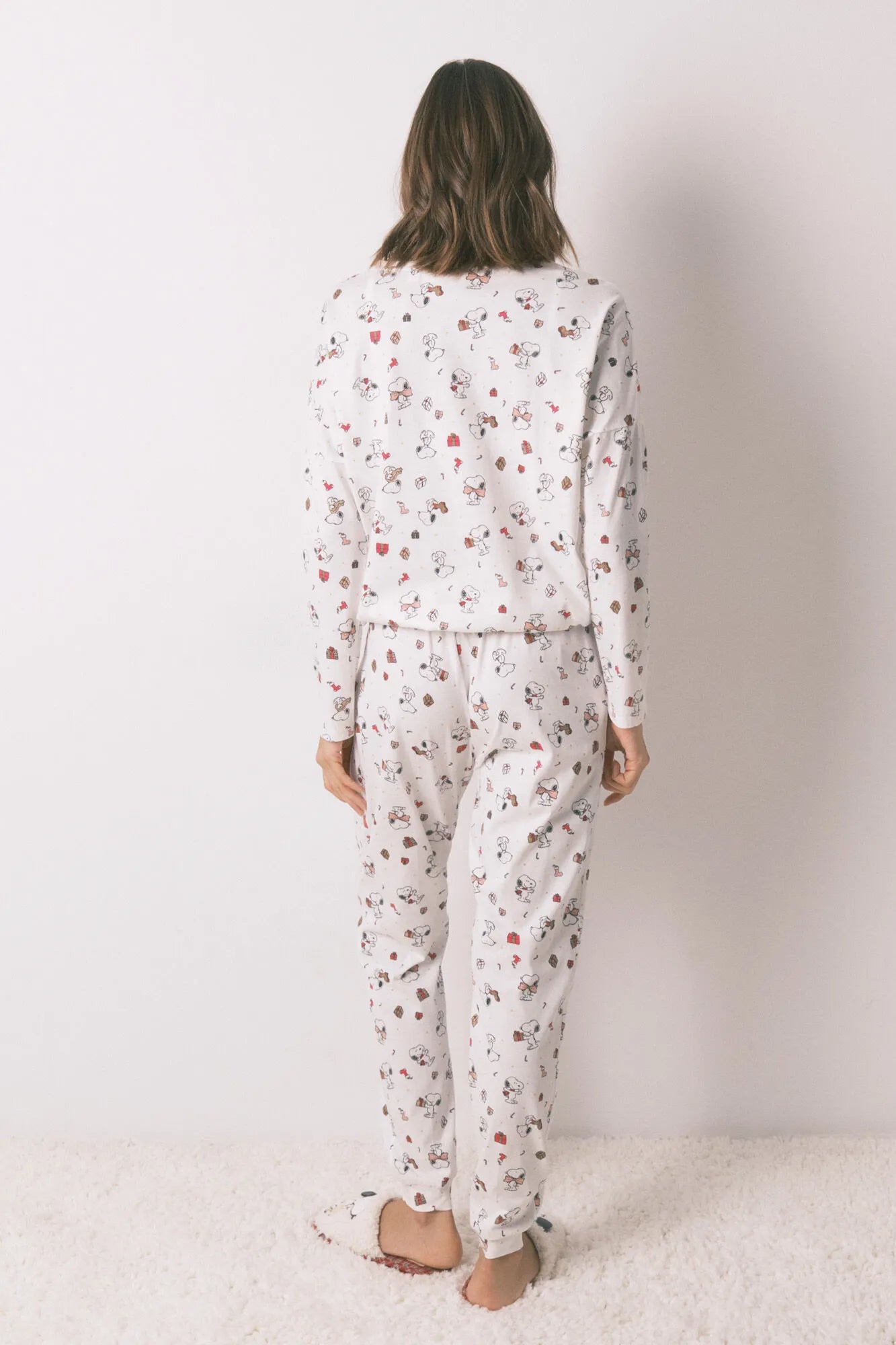 Women Secret_Ivory_Long 100% Cotton White Pajamas Snoopy_3132212_96_05