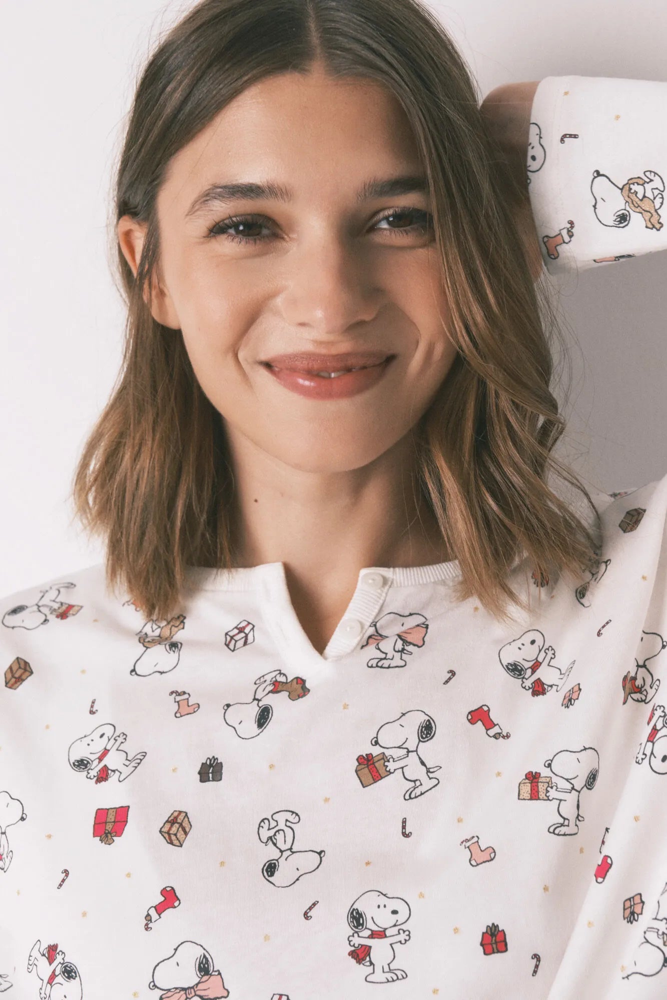 Women Secret_Ivory_Long 100% Cotton White Pajamas Snoopy_3132212_96_06