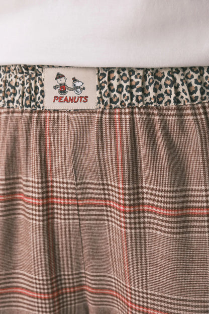 Women Secret_Ivory_Long 100% Cotton Printed Check Pajamas Snoopy_3132215_96_02