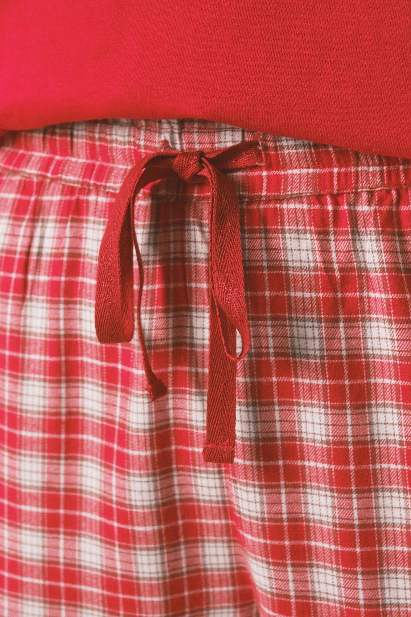 Women Secret_Red/Coral_Long 100% Cotton Printed Red Check Pajamas Snoopy_3132216_62_03