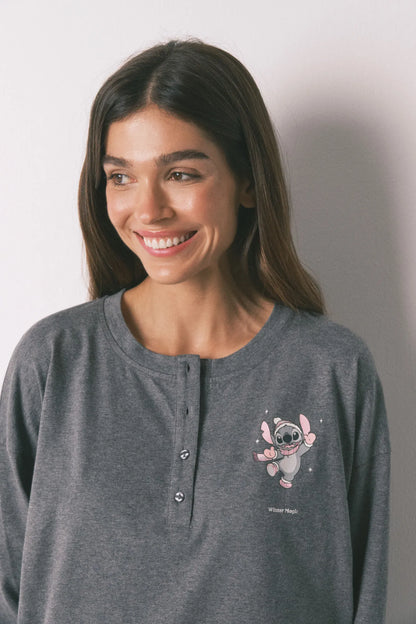 Women Secret_Medium Grey_Long Pyjamas 100% Cotton Grey Plaid Stitch_3132217_46_04