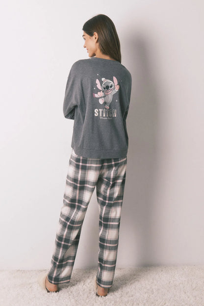 Women Secret_Medium Grey_Long Pyjamas 100% Cotton Grey Plaid Stitch_3132217_46_06