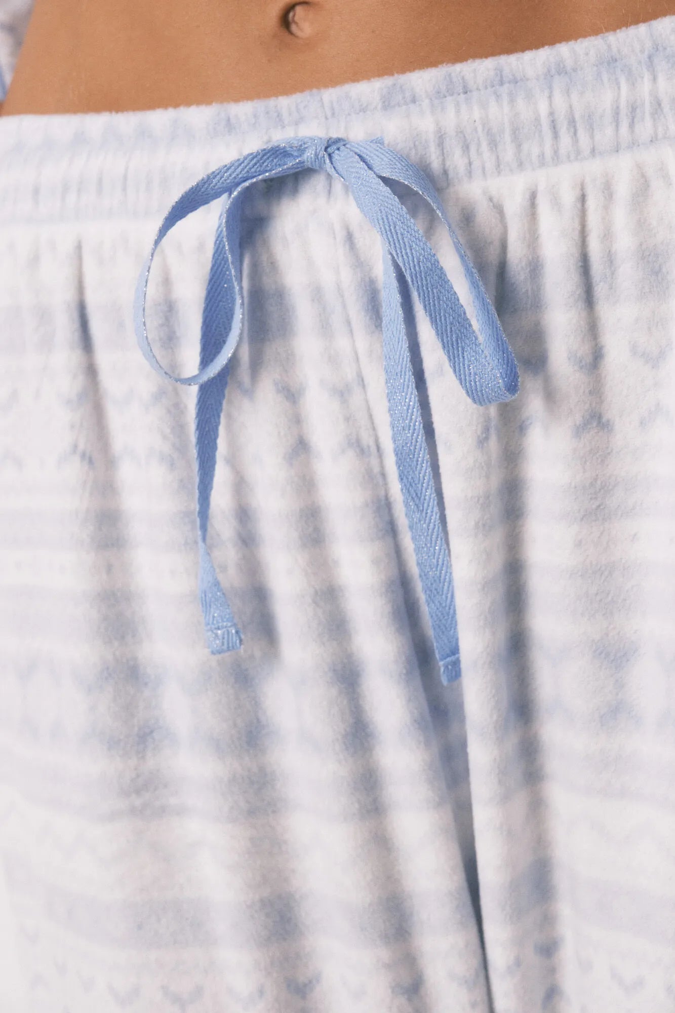 Women Secret_Blue Print_Long Pyjamas Fleece Pyjamas with Border_3132223_19_03