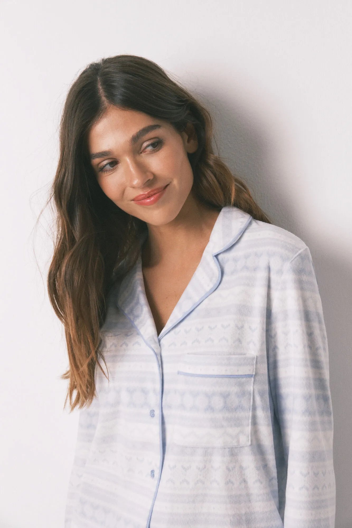 Women Secret_Blue Print_Long Pyjamas Fleece Pyjamas with Border_3132223_19_05