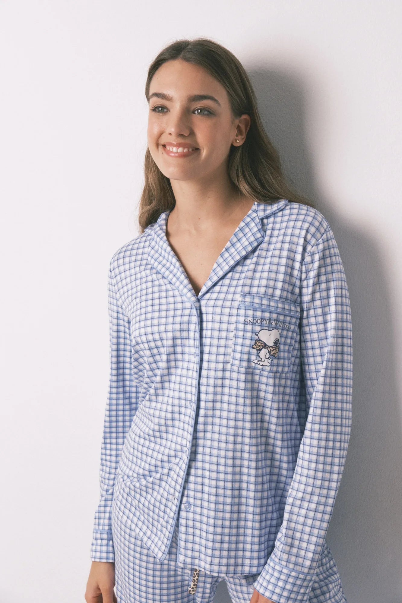 Women Secret_Blue Print_Snoopy Vichy Long Pyjamas_3132226_19_03