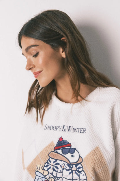 Women Secret_Ivory_Snoopy Fleece Mousse Long Pyjamas_3132229_96_03