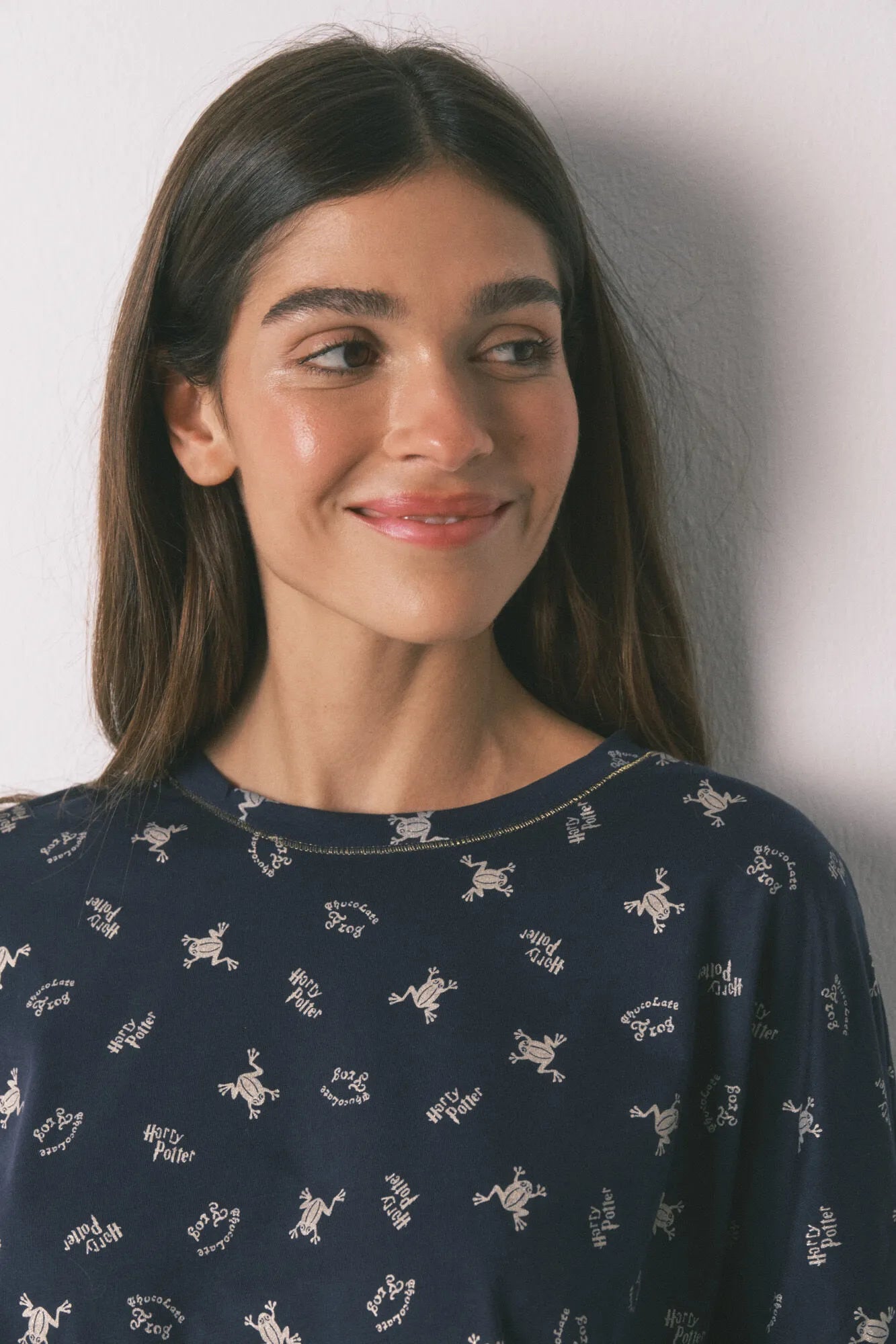 Women Secret_Navy_Long 100% Cotton Blue Pyjamas with Frog Print_3132231_10_04