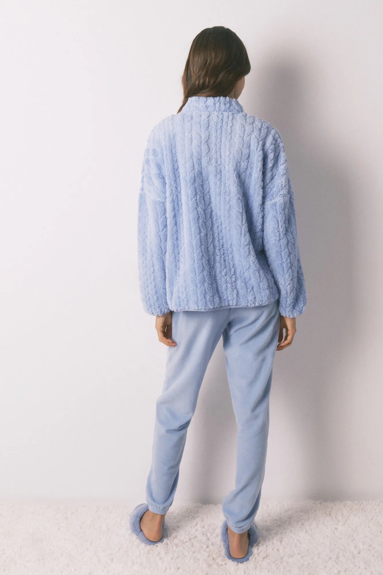 Women Secret_Medium Blue_Smileyworld¨ High Neck Fleece Long Pyjamas_3132239_12_05