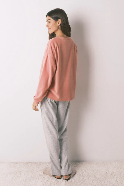 Women Secret_Pink_Soft Pink and Grey Fleece Long Pyjamas Pingu_3132242_72_05
