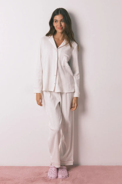 Women Secret_Ivory_White Striped Classic Pyjamas_3132249_96_04