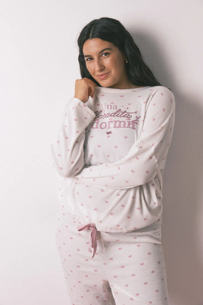 Women Secret_White Print_Waffle Fabric Long Pyjamas_3132251_97_02