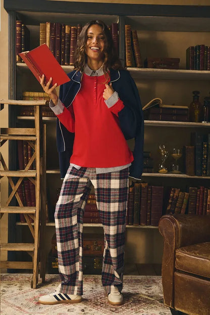 Women Secret_Red_Long Pyjamas 100% Cotton Checked Print "Hogwarts"_3132256_60_02