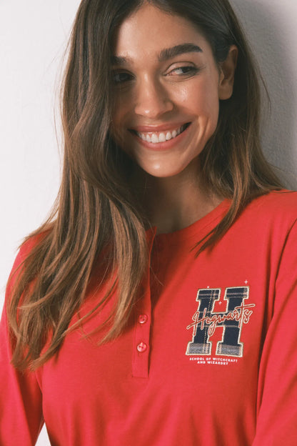 Women Secret_Red_Long Pyjamas 100% Cotton Checked Print "Hogwarts"_3132256_60_07