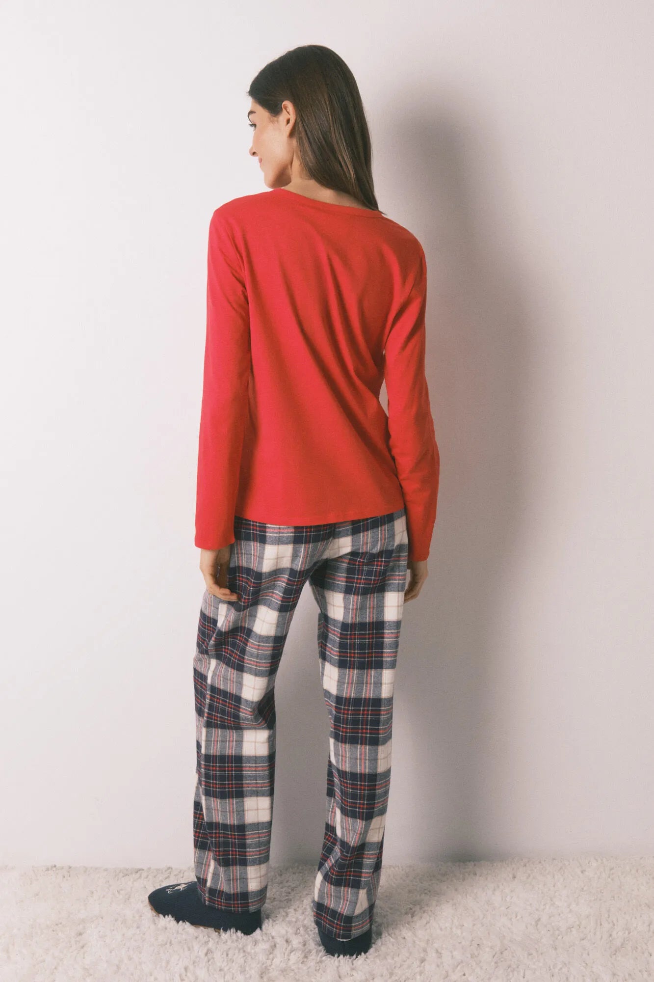 Women Secret_Red_Long Pyjamas 100% Cotton Checked Print "Hogwarts"_3132256_60_09