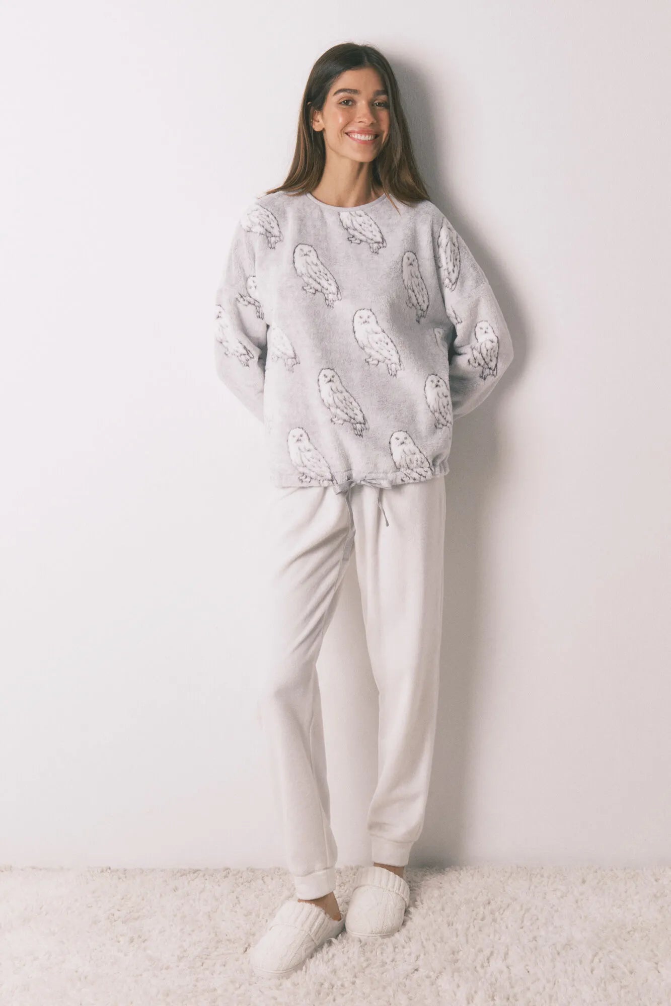 Women Secret_Ivory_Soft Fleece Long Pyjamas with &