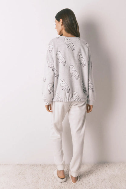 Women Secret_Ivory_Soft Fleece Long Pyjamas with &