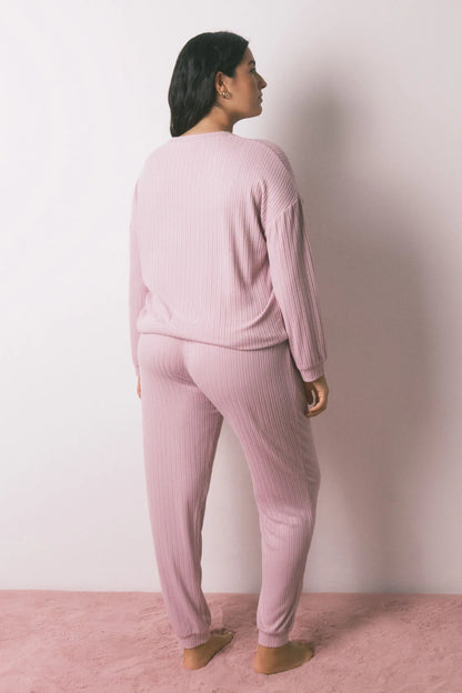 Women Secret_Pink_Long Pyjamas Warm Soft Jersey-Knit_3132265_70_04