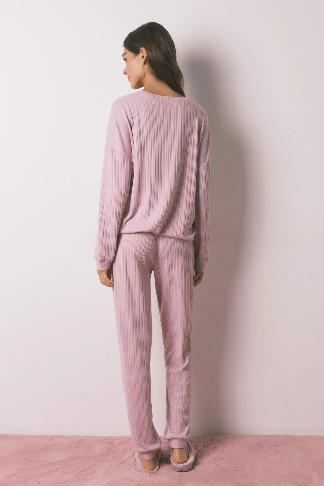 Women Secret_Pink_Long Pyjamas Warm Soft Jersey-Knit_3132265_70_08