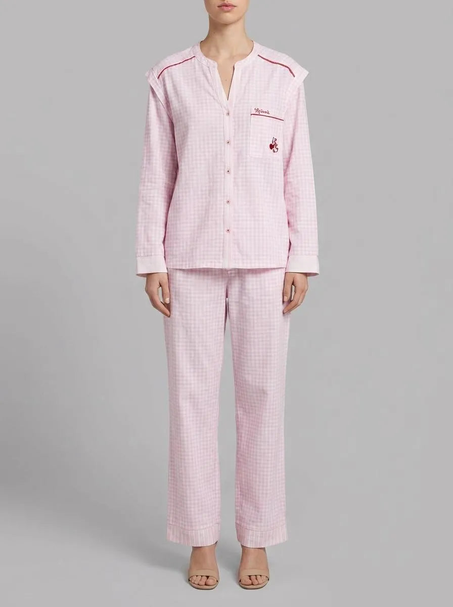 Women Secret Pink Women Cotton Mandarin Collar Long Pyjamas SKU: 3133475_73 Image 00