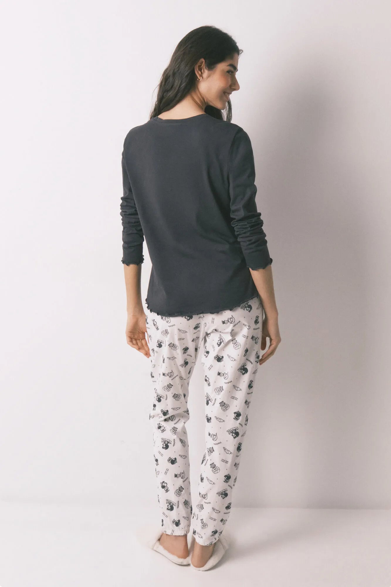 Women Secret_Charcoal Grey_Grey 100% Cotton Print Long Pyjamas Mafalda_3133476_40_05
