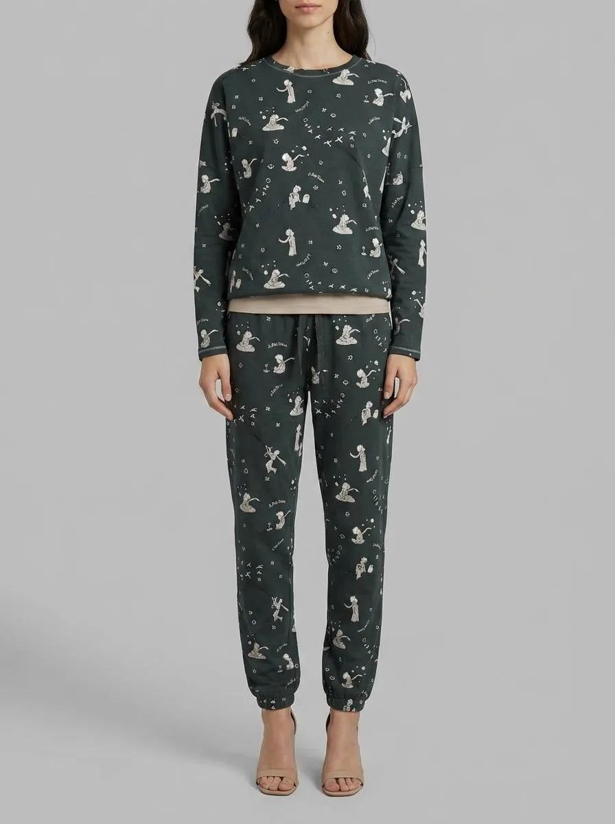 Women Secret_Charcoal Grey_Grey 100% Cotton Long Pyjamas El Principito_3133477_40_00