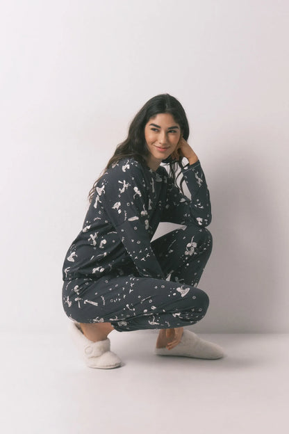 Women Secret_Charcoal Grey_Grey 100% Cotton Long Pyjamas El Principito_3133477_40_06