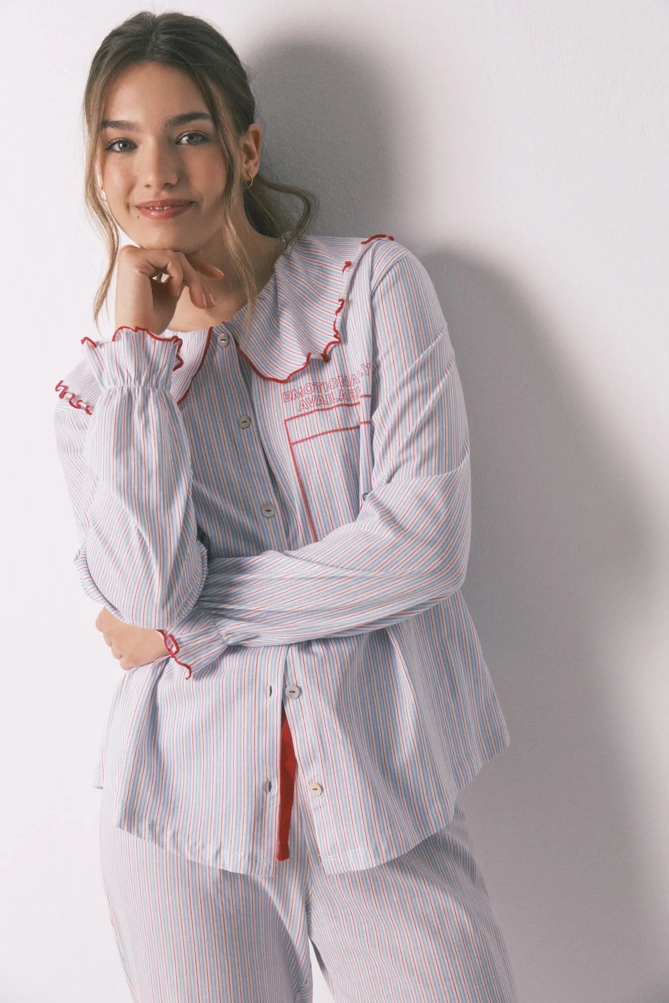 Women Secret_Blue Print_Cotton Long Peter Pan Collar Pyjamas_3133480_19_07