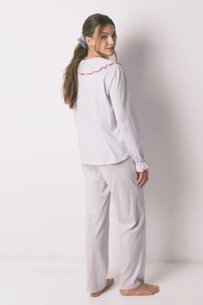 Women Secret_Blue Print_Cotton Long Peter Pan Collar Pyjamas_3133480_19_10
