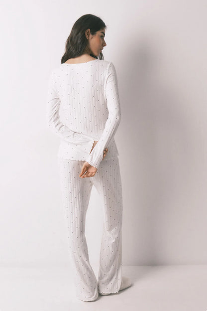 Women Secret_Ivory_White Ribbed Star Print Long Pyjamas_3133481_96_06