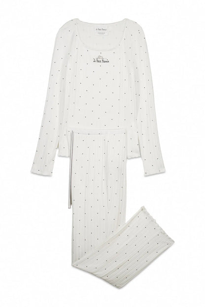 Women Secret_Ivory_White Ribbed Star Print Long Pyjamas_3133481_96_07