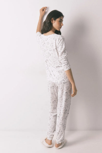 Women Secret_White Print_White Soft Ribbed Long Moomin Print Pyjamas_3133482_97_06