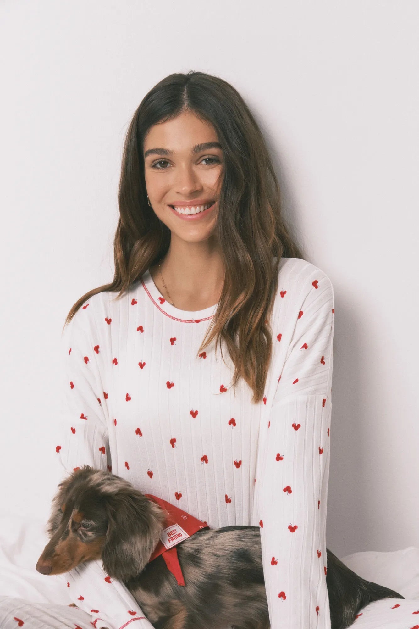 Women Secret_White Print_Mickey Cherry Print Long Pyjamas_3133483_97_07