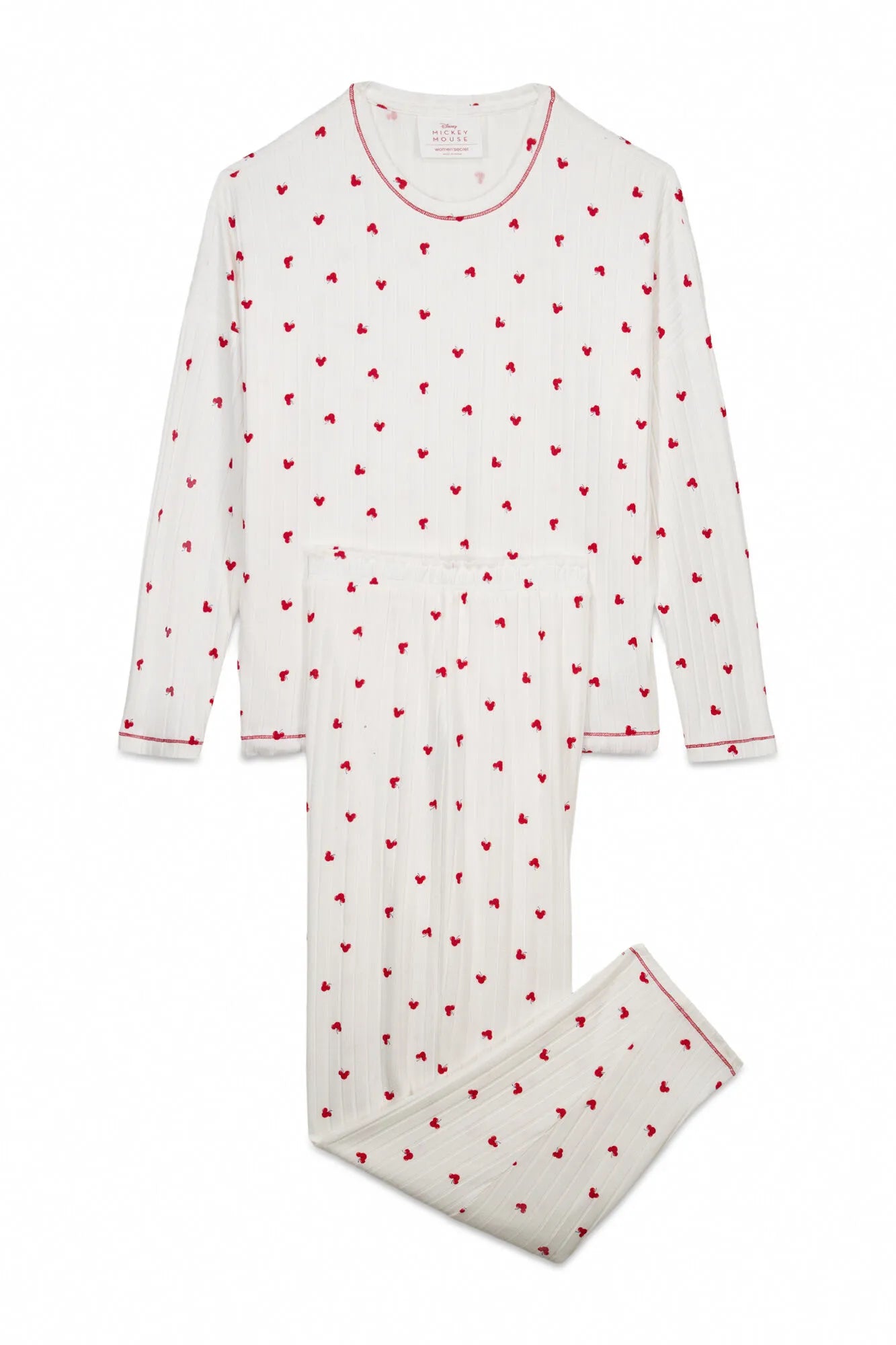 Women Secret_White Print_Mickey Cherry Print Long Pyjamas_3133483_97_08