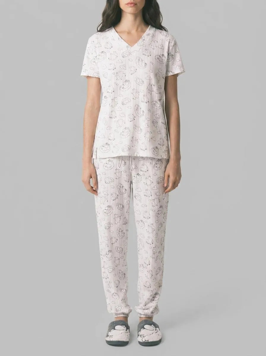 Women Secret_White Print_White Soft Ribbed Moomin Print Pyjamas_3133484_97_00