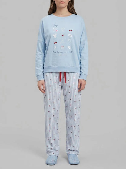 Women Secret Medium Blue Women Cotton Long Pyjamas Mickey Cherry SKU: 3133488_14 Image 00