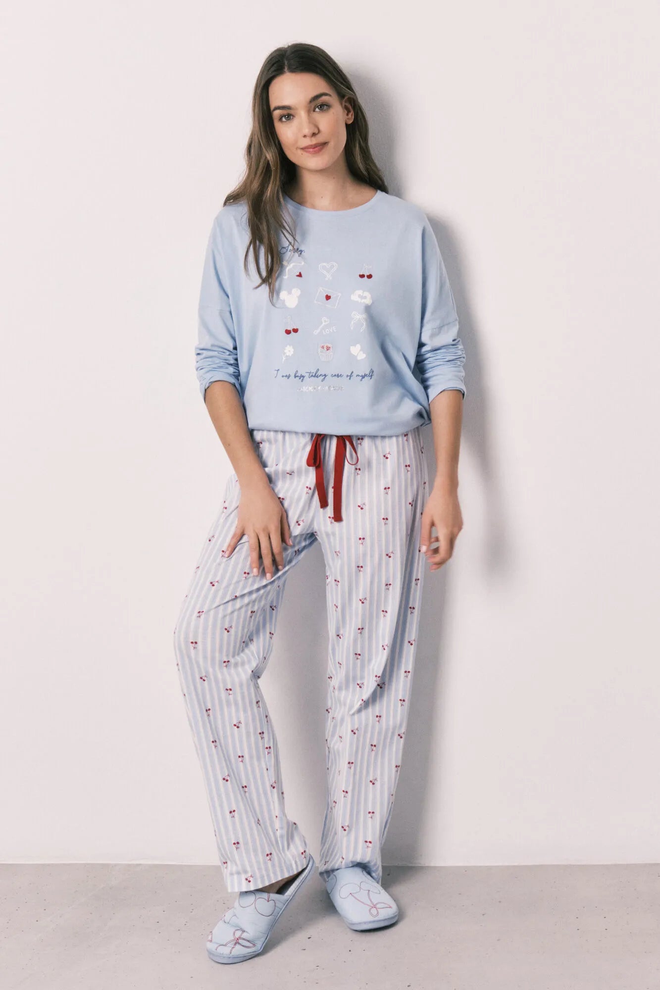 Women Secret Medium Blue Women Cotton Long Pyjamas Mickey Cherry SKU: 3133488_14 Image 02