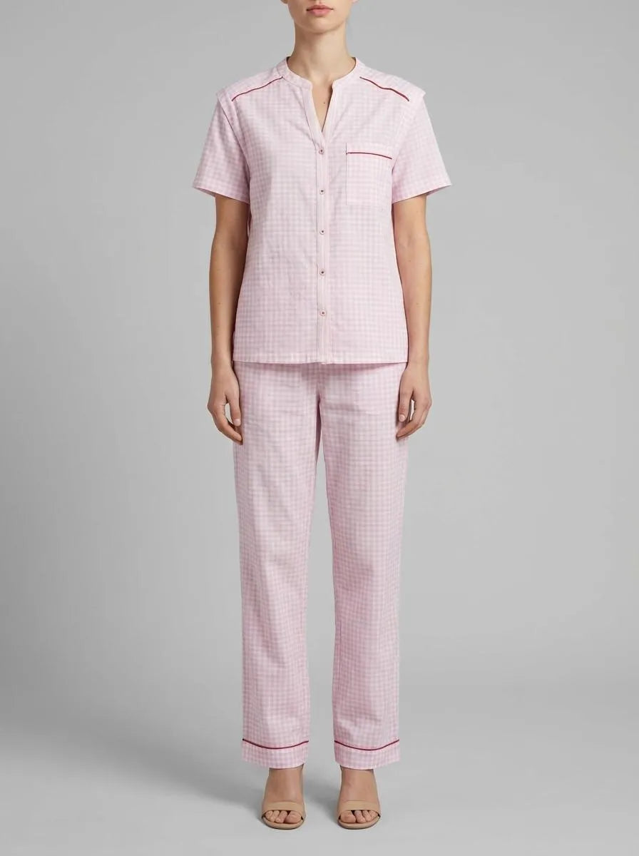 Women Secret Pink Women Cotton Striped Short Sleeve Long Pyjamas SKU: 3133489_73 Image 00