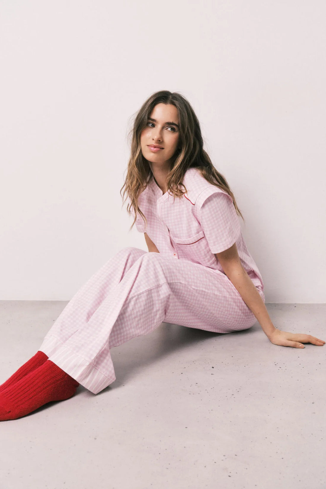 Women Secret Pink Women Cotton Striped Short Sleeve Long Pyjamas SKU: 3133489_73 Image 01