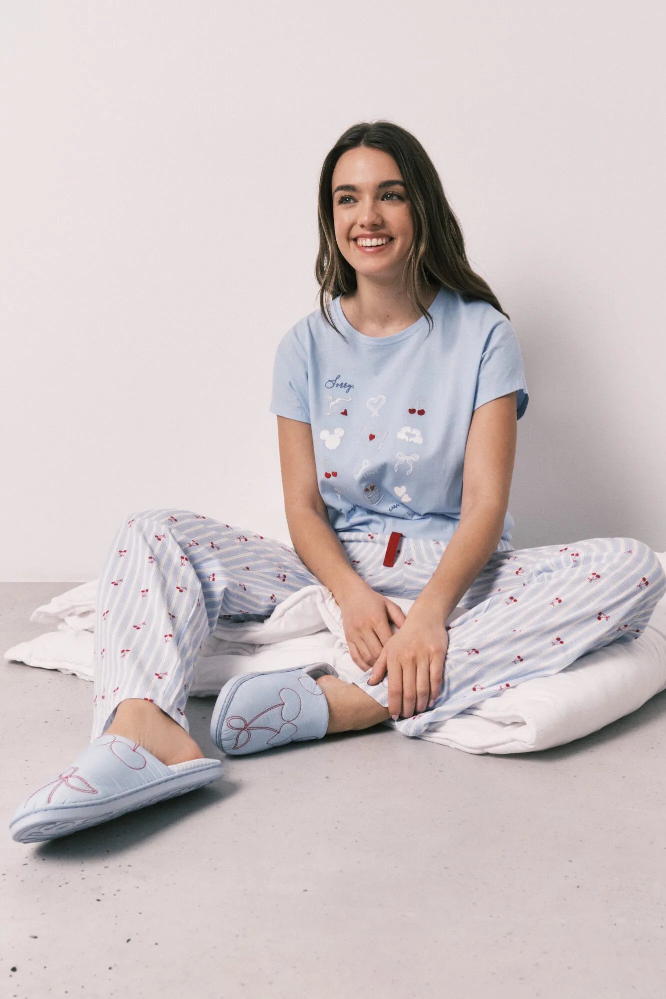 Women Secret Medium Blue Women Cotton Short Sleeve Long Pyjamas Mickey SKU: 3133492_14 Image 01