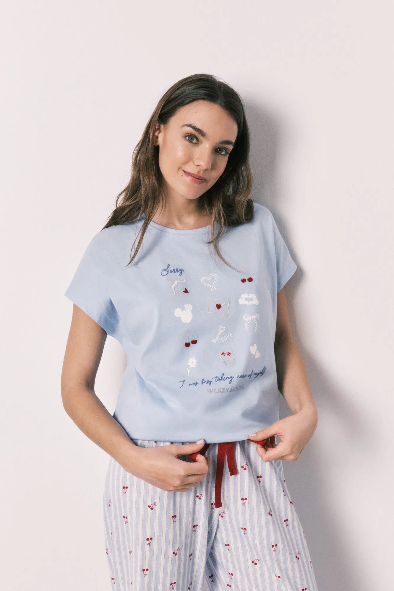 Women Secret Medium Blue Women Cotton Short Sleeve Long Pyjamas Mickey SKU: 3133492_14 Image 02