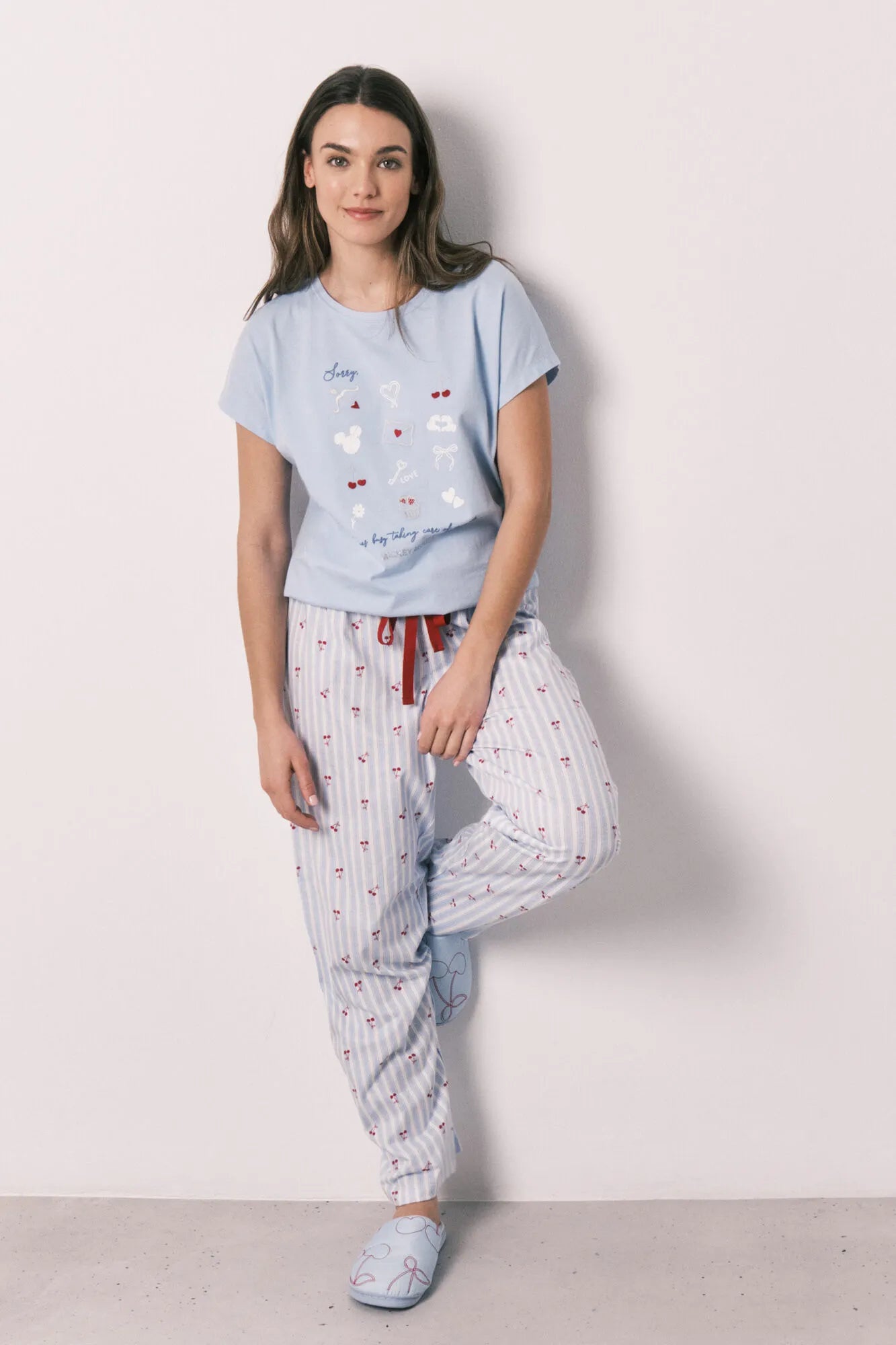 Women Secret Medium Blue Women Cotton Short Sleeve Long Pyjamas Mickey SKU: 3133492_14 Image 03