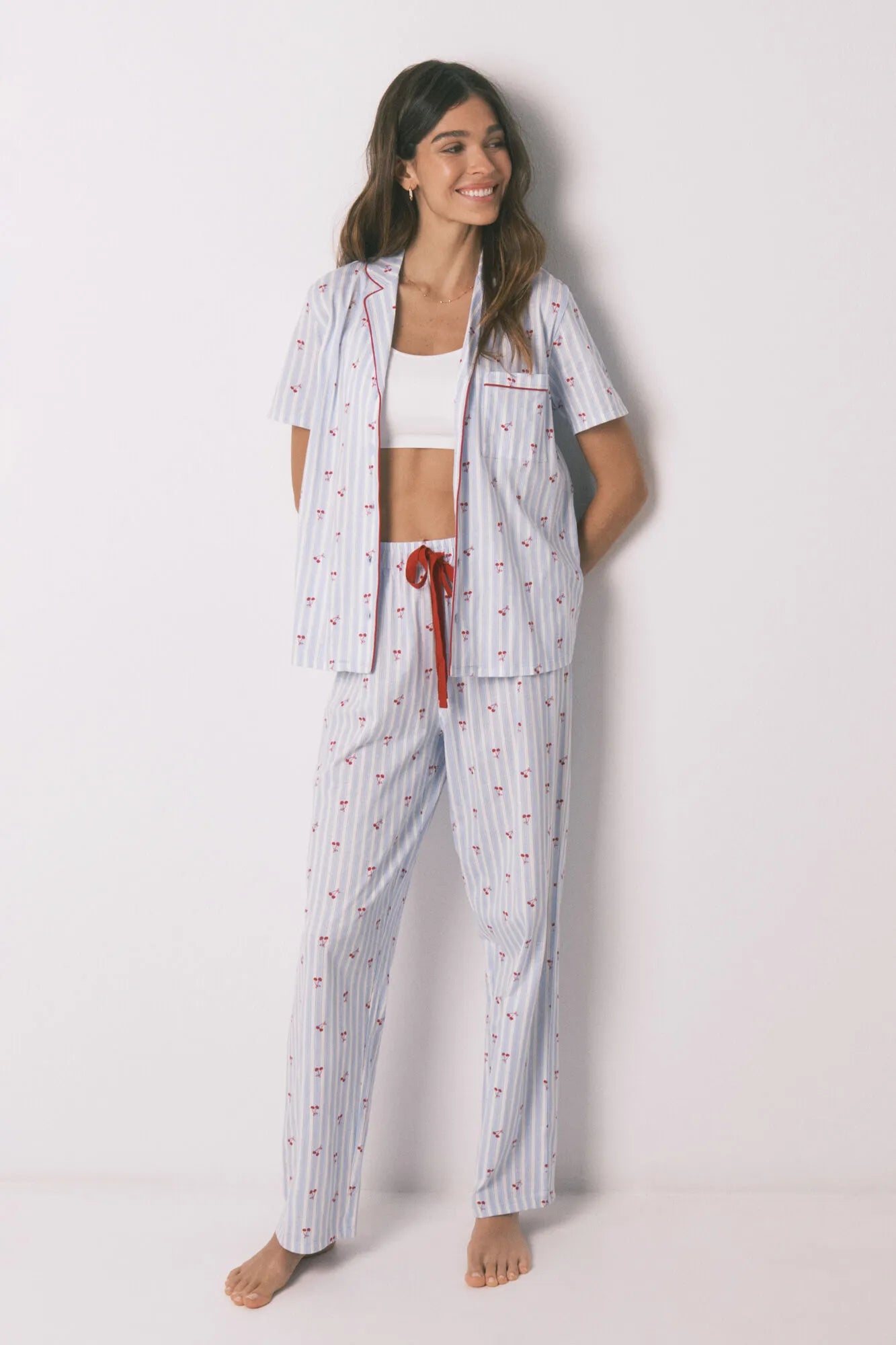 Women Secret_Medium Blue_Cotton Striped Cherry Print Classic Pyjamas_3133493_14_03