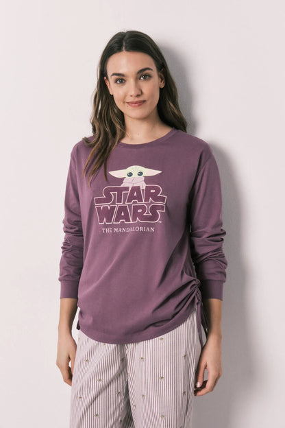 Women Secret Purple/Lilac Women Cotton Long Pyjamas Baby Yoda SKU: 3133494_76 Image 02