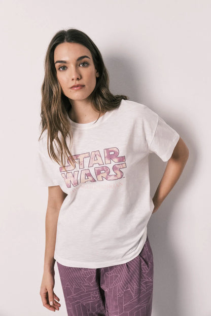 Women Secret Ivory Women Cotton Short Sleeve Long Pyjamas Star Wars SKU: 3133495_96 Image 01