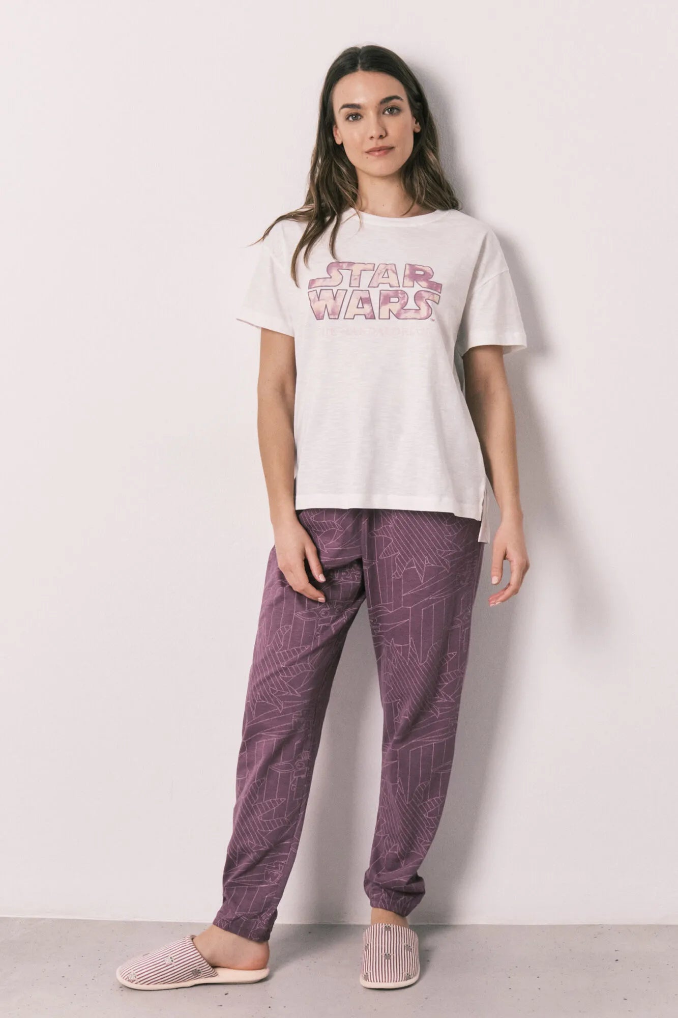 Women Secret Ivory Women Cotton Short Sleeve Long Pyjamas Star Wars SKU: 3133495_96 Image 02