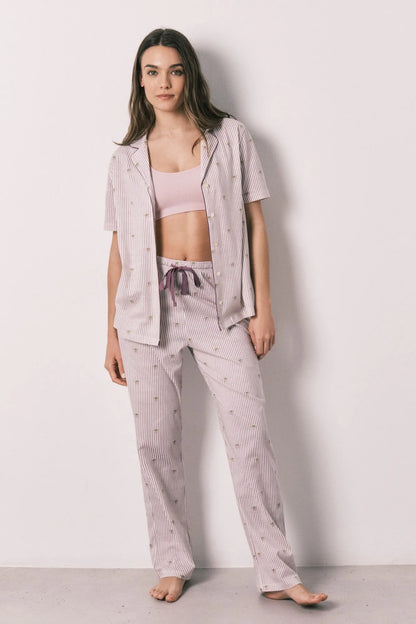 Women Secret White Print Women Cotton Striped Classic Pyjamas Baby Yoda SKU: 3133496_97 Image 02